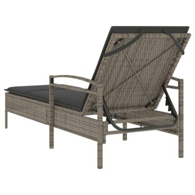 Ligbed met kussen 63x200x81 cm poly rattan grijs - thumbnail