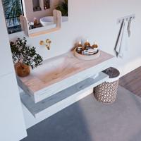 MONDIAZ ALAN-DLUX 110cm planchet Opalo. Vrijhangende wastafel CLOUD links zonder kraangat, kleur Opalo. - thumbnail