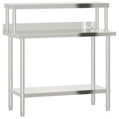 VidaXL Keukenwerktafel met bovenschap 110x55x120 cm roestvrij staal