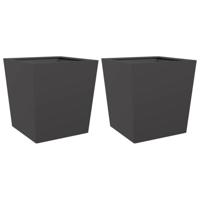 Plantenbakken 2 st 50x50x50 cm staal zwart - thumbnail