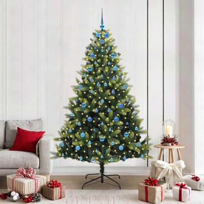 Kunstkerstboom met scharnier 300 LEDs Groen 210 cm PVC en PE