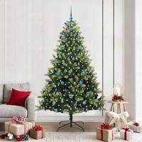 Kunstkerstboom met scharnier 300 LEDs Groen 210 cm PVC en PE - thumbnail