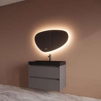 Badmeubelset BWS Riga Met Lako Wastafel Zwart 80 cm Leigrijs