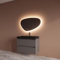 Badmeubelset BWS Riga Met Lako Wastafel Zwart 80 cm Leigrijs - thumbnail