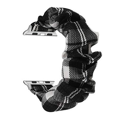 Elastisch scrunchie nylon bandje - Zwart / Wit - Geschikt voor Apple Watch 44mm / 45mm / 46mm / 49mm Elastisch scrunchie nylon bandje - Zwart / Wit - Geschikt voor Apple Watch 44mm / 45mm / 46mm / 49mm
