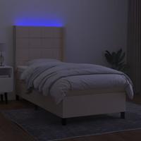 Boxspring met matras en LED stof crèmekleurig 160x200 cm - thumbnail