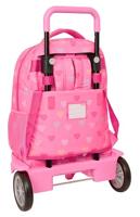 Schoolrugzak met Wielen Benetton Heart Roze 33 x 45 x 22 cm - thumbnail