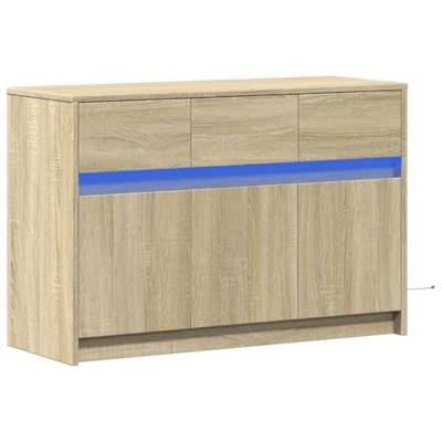 Tv-meubel met LED 91x34x61 cm bewerkt hout sonoma eikenkleurig