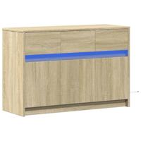 Tv-meubel met LED 91x34x61 cm bewerkt hout sonoma eikenkleurig - thumbnail
