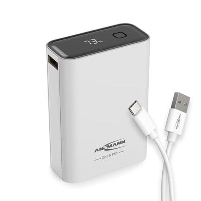 Ansmann 20000 mAh PB222PD w Powerbank 20 Ah USB PD 3.0, Quick Charge 2.0 LiPo Wit Met laadregelaar, Gelijktijdig laden en ontladen, Statusweergave