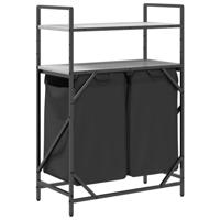 Wasmand 2 vakken met planken grijs sonoma eiken - thumbnail