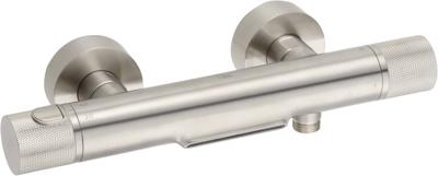 Ben Engraved Cross thermostatische badkraan met watervaluitloop en gravering RVS-look