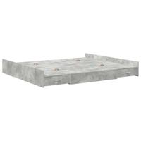 Opbergbedframe met lade Betongrijs 200 x 200 cm Bewerkt hout - thumbnail