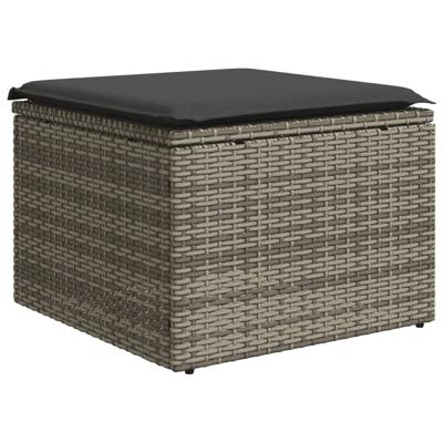 6-delige Loungeset met kussens poly rattan grijs - thumbnail