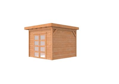 Woodvision Roek Topvision tuinhuis 303x303 cm Douglas blank- Plat dak- Onbehandeld lariks Douglas hout- Woodvision
