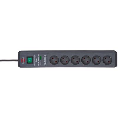 Brennenstuhl Secure-Tec 19.500A stekkerdoos met overspanningsbeveiliging 6-voudig antraciet 2m H05VV-F 3G1,5 - 1159540366