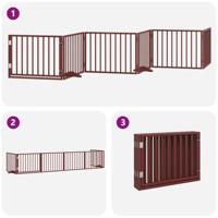 Hondenhek inklapbaar 6 panelen 480 cm populierenhout bruin - thumbnail