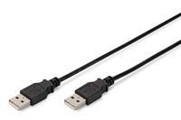 Digitus USB-kabel USB 2.0 USB-A stekker, USB-A stekker 1.80 m Zwart Afgeschermd (dubbel) AK-300101-018-S - thumbnail