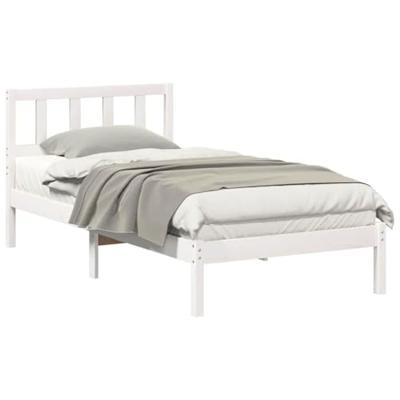 Bedframe met hoofdeinde Wit 75 x 190 cm Massief grenenhout