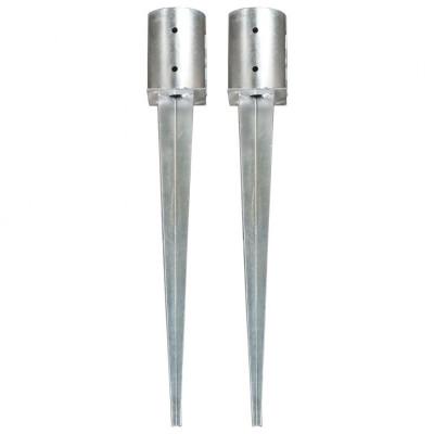 VidaXL Grondpinnen 2 st 10x76 cm gegalvaniseerd staal zilverkleurig