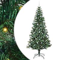 VidaXL Kunstmatig voorverlicht kerstboom groen 240 cm pvc en metaal - thumbnail