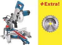 Bosch Blauw gcm 80 sj afkortzaag | 216mm 1400w | met 2 cirkelzaagbladen - 0601b19001 - thumbnail