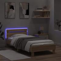 Bedframe met hoofdbord en LED sonoma eikenkleurig 90x200 cm - thumbnail