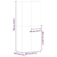Schoenenkast met plank Bruin 80 x 35.5 x 180 cm Bewerkt hout - thumbnail