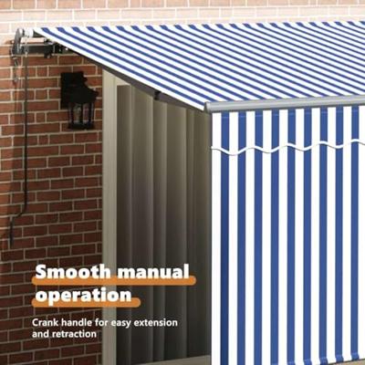 VidaXL Inklapbaar zonnescherm blauw en wit 350 x 200 cm