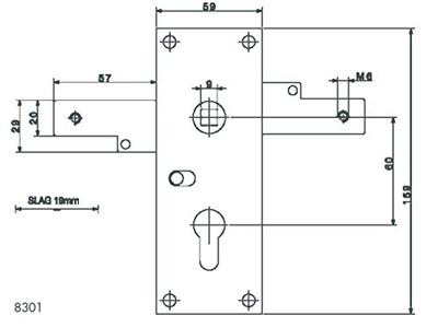 Nemef 1806/2 Garageslot | PC60mm | slotkast staal verzinkt 59x159mm | stangen horizontaal | niet verend | M6 aansluiting | dag- en nachtfunctie | DR Nemef 1806/2 Garageslot | PC60mm | slotkast staal verzinkt 59x159mm | stangen horizontaal | niet verend | M6 aansluiting | dag- en nachtfunctie | DR