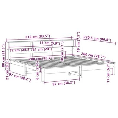 Bedframe zonder matras massief grenenhout wit 200x200 cm