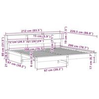 Bedframe zonder matras massief grenenhout wit 200x200 cm - thumbnail