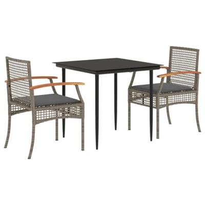 3-delige Tuinset met kussens poly rattan grijs 3-delige Tuinset met kussens poly rattan grijs
