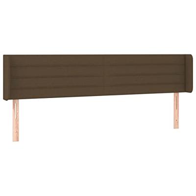 Hoofdbord met randen 183x16x78/88 cm stof donkerbruin