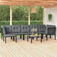 8-delige Loungeset poly rattan zwart en grijs - thumbnail