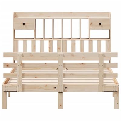 Bed met boekenkast zonder matras massief grenenhout 140x190 cm - thumbnail