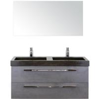 Seville Badmeubelset 120 cm - 2 Laden Beton Antraciet - Wastafel Lucca Dubbel met Spiegel - thumbnail