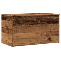 Opbergkist 84x42x46 cm bewerkt hout oud houtkleurig - thumbnail