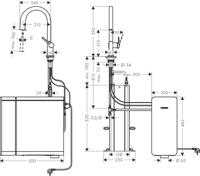 Hansgrohe Aqittura M91 SodaSystem 210, uittrekbare uitloop, 1jet, sBox, starter set, rvs look - thumbnail