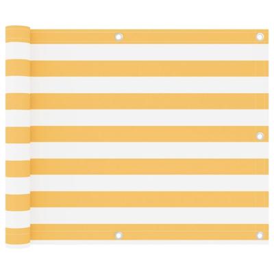 Balkonscherm 75x500 cm oxford stof wit en geel