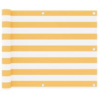 Balkonscherm 75x500 cm oxford stof wit en geel - thumbnail