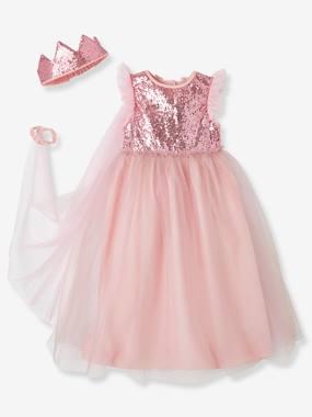 Verkleedkleren prinses met sluier en kroon roze