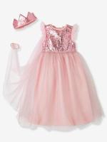 Verkleedkleren prinses met sluier en kroon roze - thumbnail