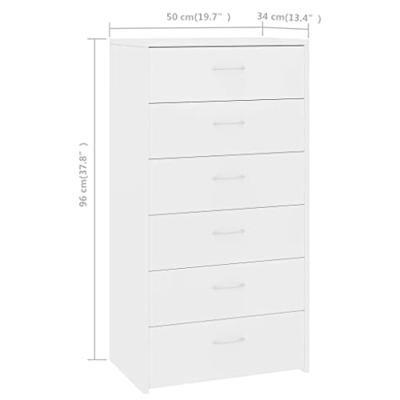 Dressoir met 6 lades 50x34x96 cm bewerkt hout wit