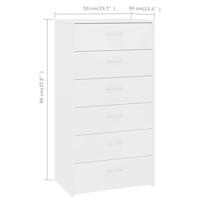 Dressoir met 6 lades 50x34x96 cm bewerkt hout wit - thumbnail