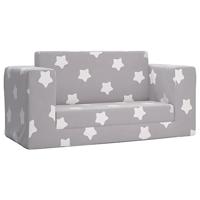 Kinderslaapbank 2-zits met sterren zacht pluche lichtgrijs - thumbnail