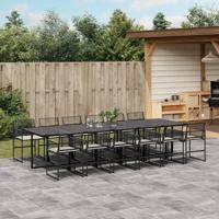 13-delige Tuinset met kussens poly rattan zwart - thumbnail