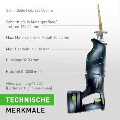 Festool RSC 18 5,0 EB-Plus Accu Reciprozaag 18V 5.0Ah in Systainer - 576948 - thumbnail