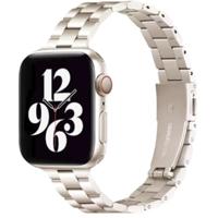 By Qubix - Stalen slim fit schakelband - Starlight/sterrenlicht - Compatible met Apple watch 44mm / 45mm / 46mm / 49mm - Compatible Apple watch - thumbnail