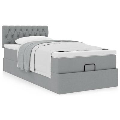 Ottoman bed met matras 80x200cm stof lichtgrijs